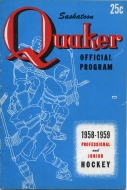 Saskatoon Quakers 1958-59 program cover