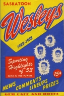 Saskatoon Wesleys 1953-54 program cover