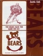 Smiths Falls Bears 1973-74 program cover