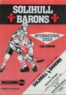 Solihull Barons 1989-90 program cover