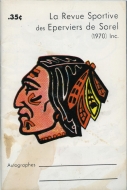 Sorel Black Hawks 1972-73 program cover