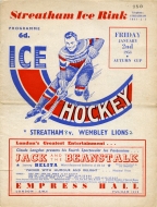 Streatham 1952-53 program cover