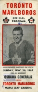 Toronto Marlboros 1967-68 program cover