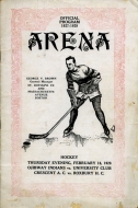 University Hockey Club 1927-28 program cover