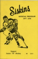 Waterloo Siskins 1977-78 program cover