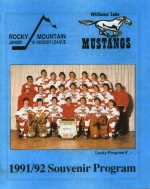 Williams Lake Mustangs 1991-92 program cover