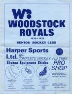 Woodstock Royals 1974-75 program cover