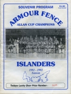 1991-92 Charlottetown Islanders game program