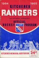 1964-65 Kitchener Rangers game program