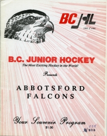 Abbotsford Falcons 1985-86 game program