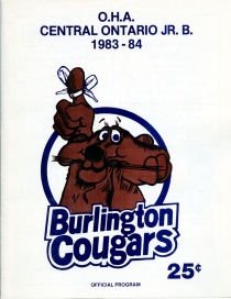 Burlington Cougars 1983-84 game program