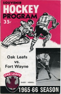 Des Moines Oak Leafs 1965-66 game program