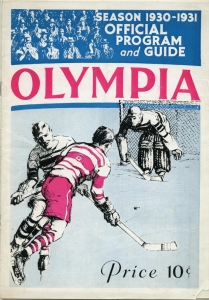 Detroit Olympics 1930-31 game program