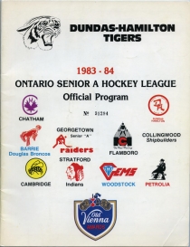 Dundas-Hamilton Tigers 1983-84 game program