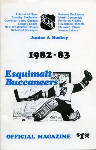 Esquimalt Buccaneers / Nanaimo Clippers 1982-83 game program
