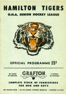 Hamilton Tigers Game Program