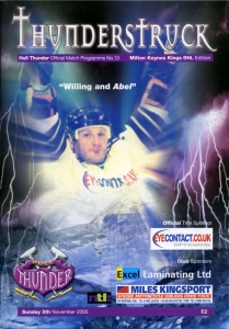 Hull Thunder 2000-01 game program