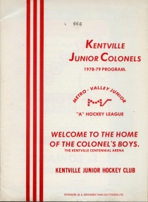 Kentville Colonels Game Program