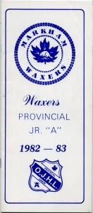 Markham Waxers 1982-83 game program