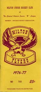 Milton Flyers 1976-77 game program