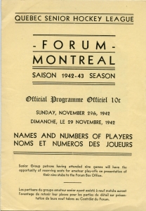 Montreal Senior Canadiens Game Program