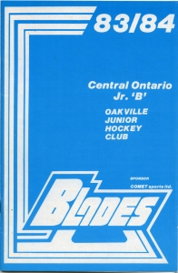 Oakville Blades 1983-84 game program