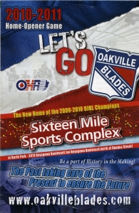 Oakville Blades 2010-11 game program