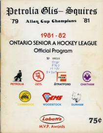 Petrolia Squires 1981-82 game program