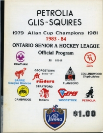 Petrolia Squires 1983-84 game program