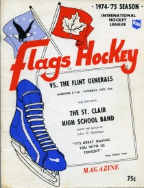 Port Huron Flags 1974-75 game program