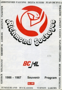 Richmond Sockeyes 1986-87 game program