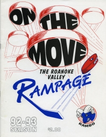 Roanoke Valley Rampage 1992-93 game program