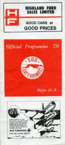 Soo Greyhounds 1975-76 game program