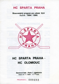Sparta Praha 1994-95 game program