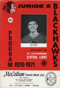 St. Catharines Black Hawks 1970-71 game program