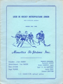 St. Jerome Alouettes 1961-62 game program