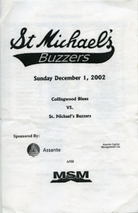 St. Michael's Buzzers 2002-03 game program