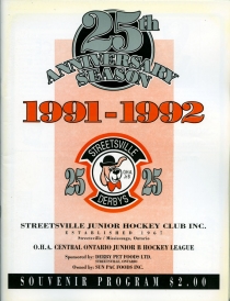 Streetsville Derbys 1991-92 game program