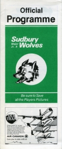 Sudbury Wolves 1974-75 game program
