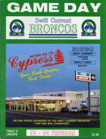 Swift Current Broncos 1993-94 game program
