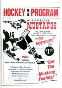 Williams Lake Mustangs 1988-89 game program
