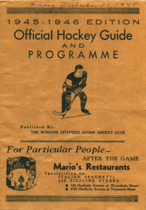 Windsor Spitfires 1945-46 game program