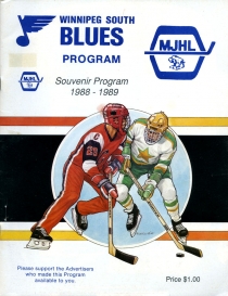 Winnipeg South Blues 1988-89 game program