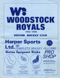 Woodstock Royals 1974-75 game program