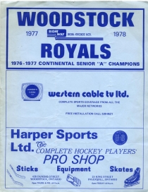 Woodstock Royals 1977-78 game program