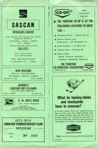 Yorkton Terriers 1973-74 game program