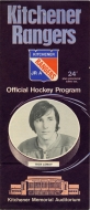Kitchener Rangers 1972-73 program cover