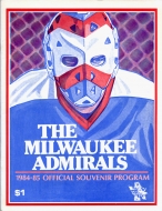 Milwaukee Admirals 1984-85 program cover