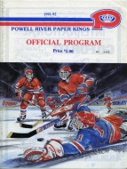 Powell River Paper Kings 1991-92 program cover