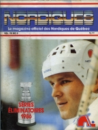 Quebec Nordiques 1985-86 program cover